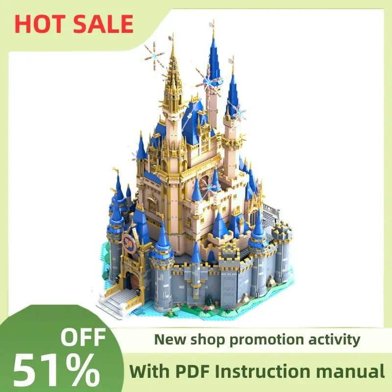 

Famous Princess Cartoon Series Orlando Castle MOC Street View Model Building Blocks Diy Creative Ideas Kid Toys Best Gifts