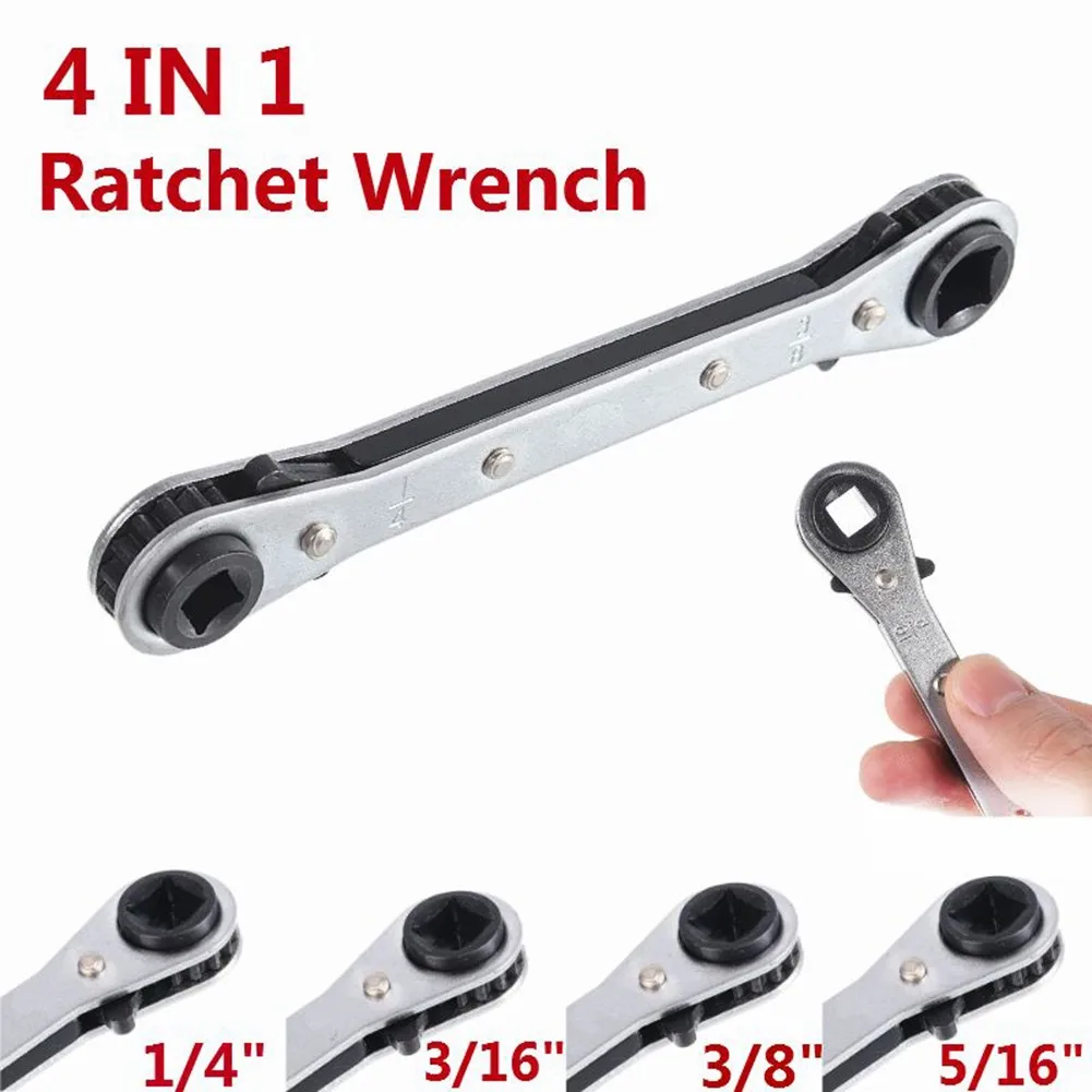 

Double End Ratchet Wrench 1/4" 3/8" 3/16" 5/16" Port Valve HVAC/Refrigeration Spanner Tool Square Socket Torque Wrench