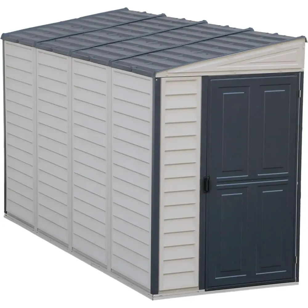 

Садовый сарай из ПВХ 4x10 футов с комплектом фундамента, устойчивый к непогоде, прочная конструкция, отделка под кирпич и серый цвет