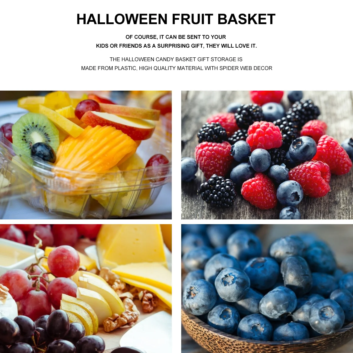 

5Pcs Halloween Candy Basket Plastic Spider Web Decor Halloween Party Supplies Candy Fruit Storage Basket Home Decor