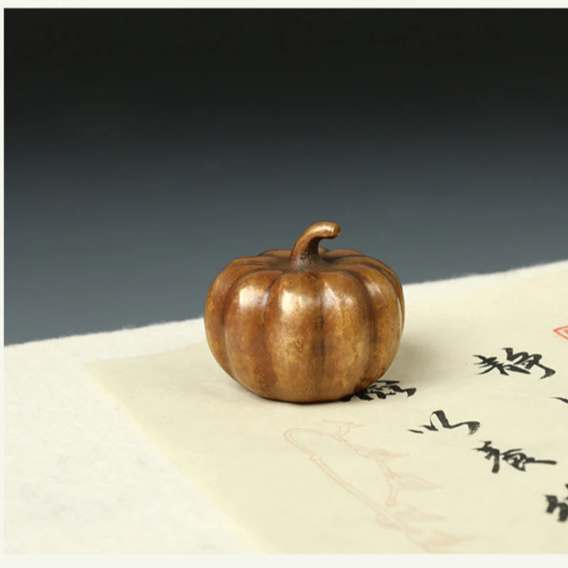 

Lovely Pumpkin Metal Paperweights Chinese Bronze Creative Calligraphy Paperweight Cute Paperweights Xuan Paper Pressing Props