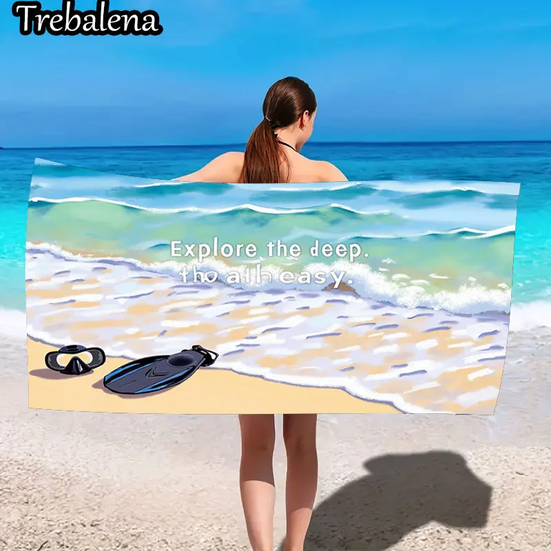 

Ультрамягкое пляжное полотенце 30*60 дюймов с пляжным полотенцем Explore Deep Ocean Waves Style
