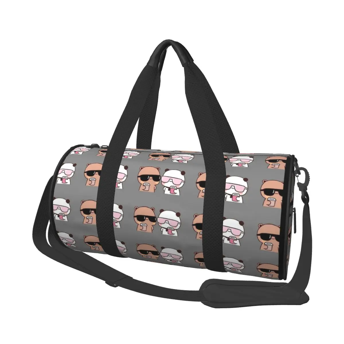 Du du du urso e bubu panda tendo café sacos de desporto acessórios de ginásio saco de ginásio ao ar livre design dos homens bolsa de treinamento de viagem saco de fitness