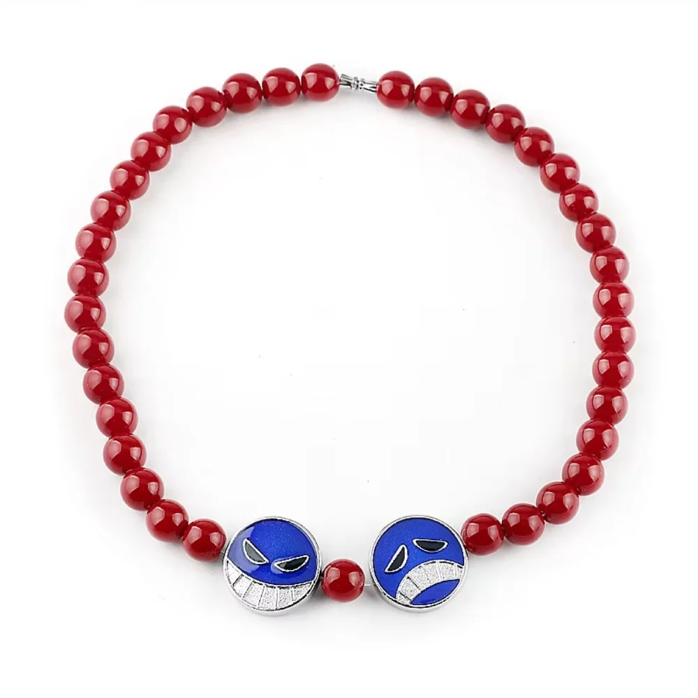 ONE PIECE Ace accessoires sourire triste Badge pendentif boucles d'oreilles collier de perles rouges Bracelets Anime Cosplay accessoires périphérie
