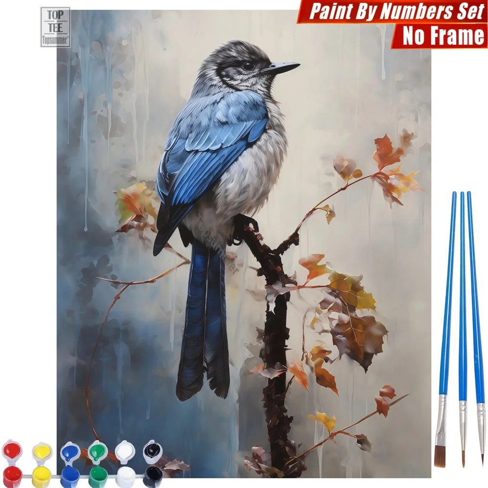 

Blue Bird Drips DIY Digital Oil Painting Set - Bird Blue Drips Wall Art Decor Christmas Gift For Grandma