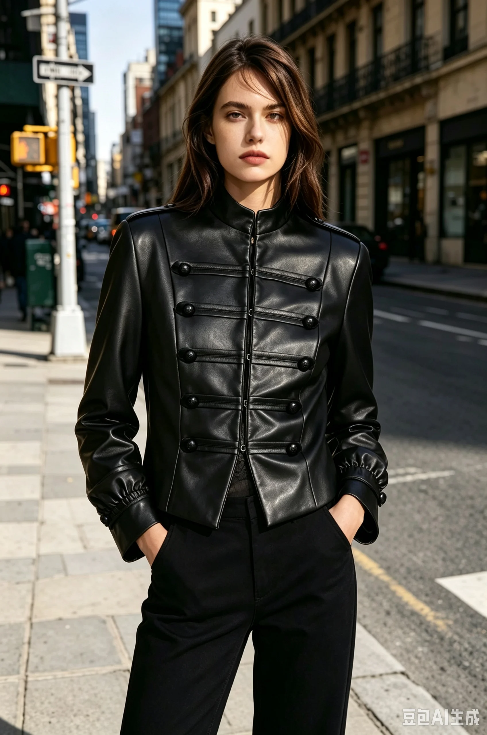 Women Faux Leather Jacket Military Style Hot Button Short Coat Female Stand Collar PU Leather Moto Biker Jacket Autumn Outerwear