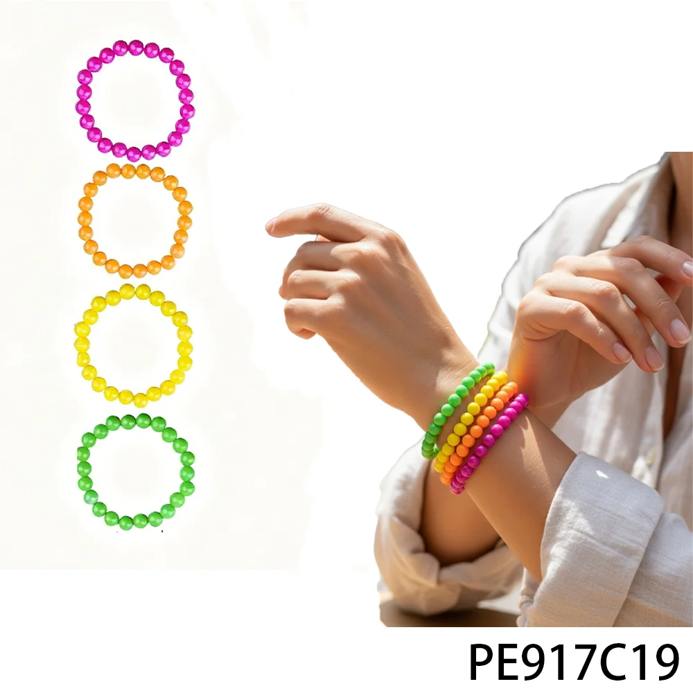 مجموعة أساور مطرزة ملونة كلاسيكية من PESENAR 80s - إكسسوارات حفلات نابضة بالحياة في الثمانينيات رائعة للعب الأدوار والكوسبلاي