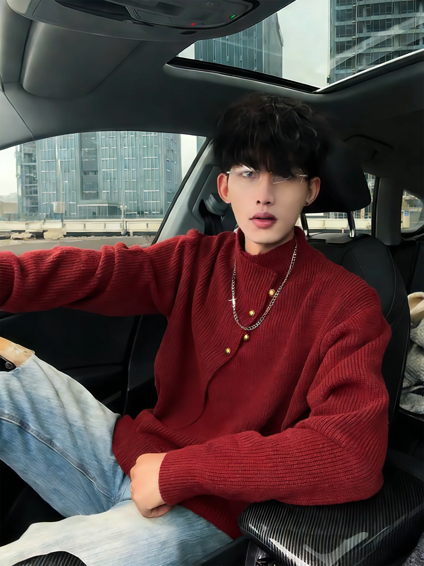 

Мужской асимметричный вязаный свитер с высоким воротником, зимний повседневный верх, внутренняя одежда, мягкий удобный полиэстер...