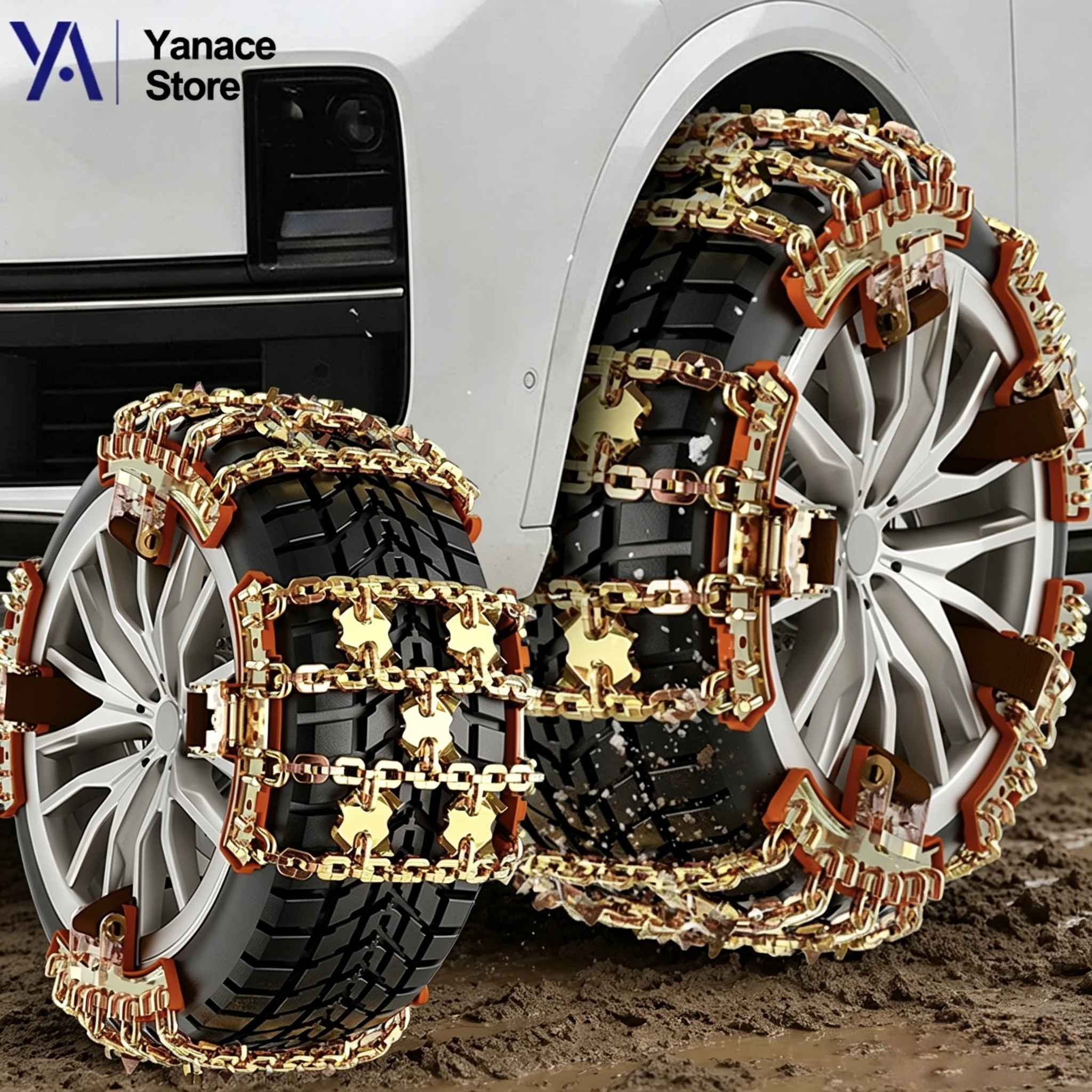 

Adjustable Car Tire Snow Chains Fit 175mm-255mm Width Tires Anti Slip For Winter Road & Summer Mud Ground Wear Resistant Design