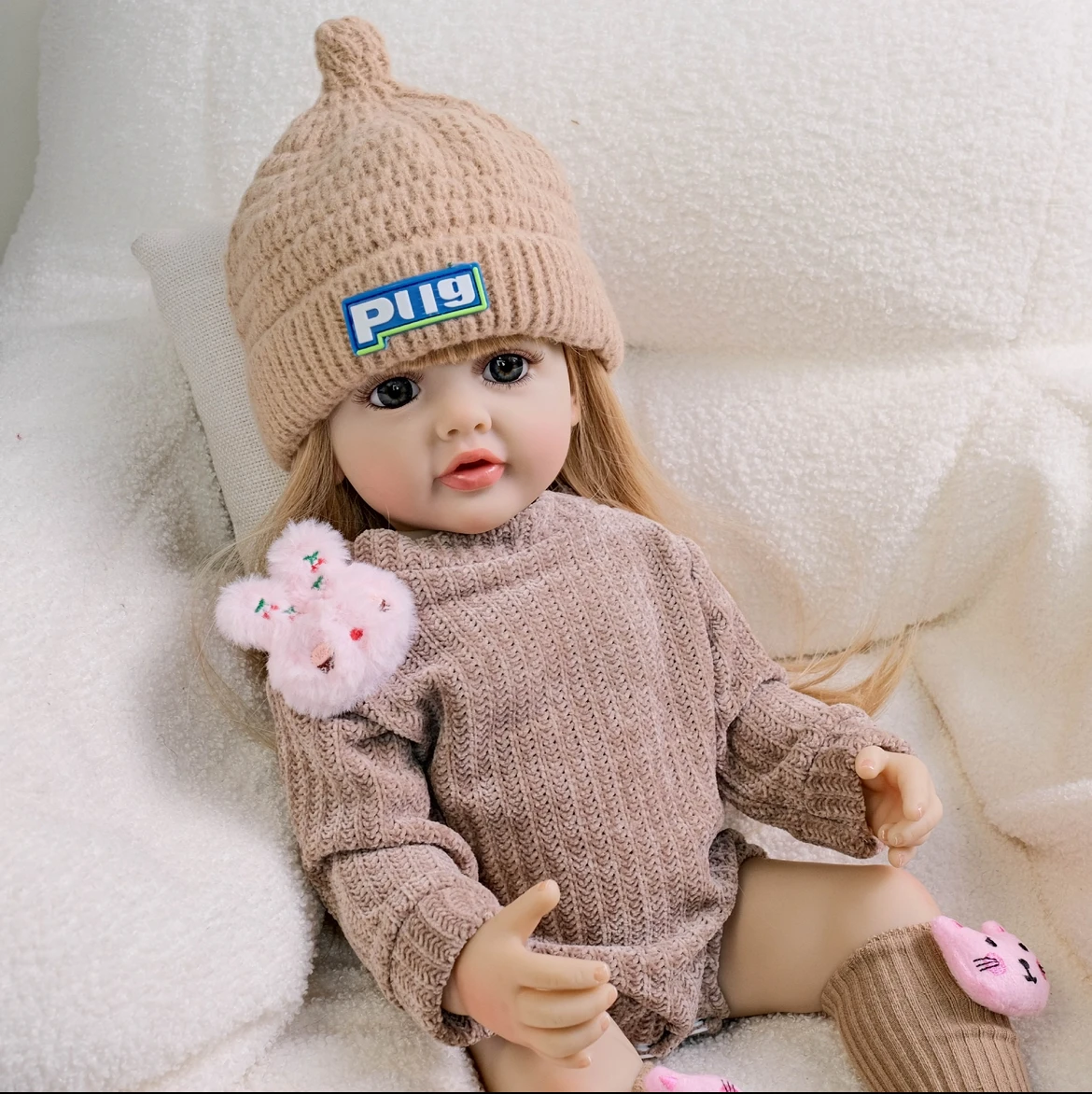 22 inch  Reborn Baby Girl Doll Betty Soft Vinyl Handmade Collectible with Realistic Facial Details  Lifelike Acrylic Eyes