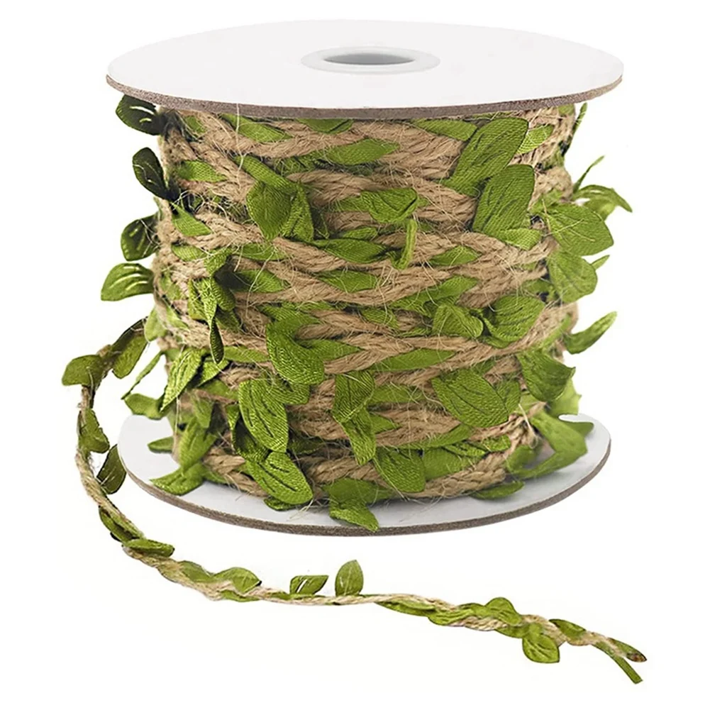 -خيوط الجوت الطبيعية RRKK خيوط هسه 5 مم مع أوراق اصطناعية خيوط الجوت لتغليف الهدايا لحديقة الزفاف (32.8 قدم)