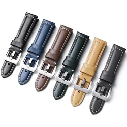 Vintage Leather Watch Strap for Panerai for Seiko Men Women Watch Band Blue Khaki Black Bracelet 20/22/24/26mm Watch Accessories