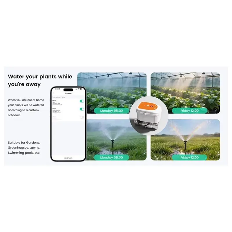 Delicate texture-Realtime Waterflow Temperature Display Valve Wifi ME220FW Voice Controlled Irrigation Timer DN15 Garden Water