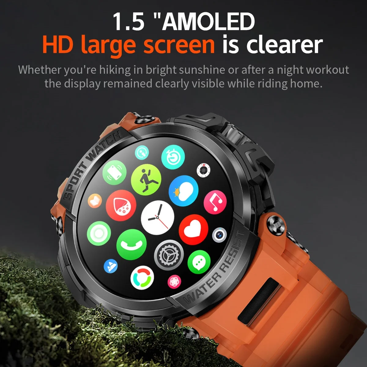 VWAR ARMOR GPS Smart Watch voor heren Sync Strava & Apple Health Ingebouwde zaklamp Kompas Barometrische hoogtemeter AMOLED Smartwatch