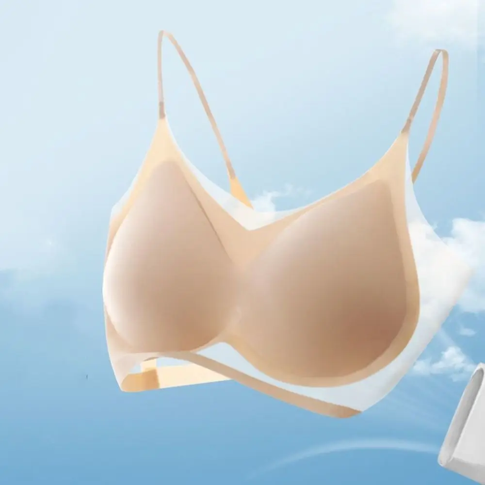 เสื้อกั๊กฟองน้ำชุดชั้นในบางเฉียบทำจากผ้าไอซ์ซิลค์ยกทรงไม่มีสายรัดชุดชั้นในกระชับสัดส่วนชุดชั้นในดันทรงบางของผู้หญิง