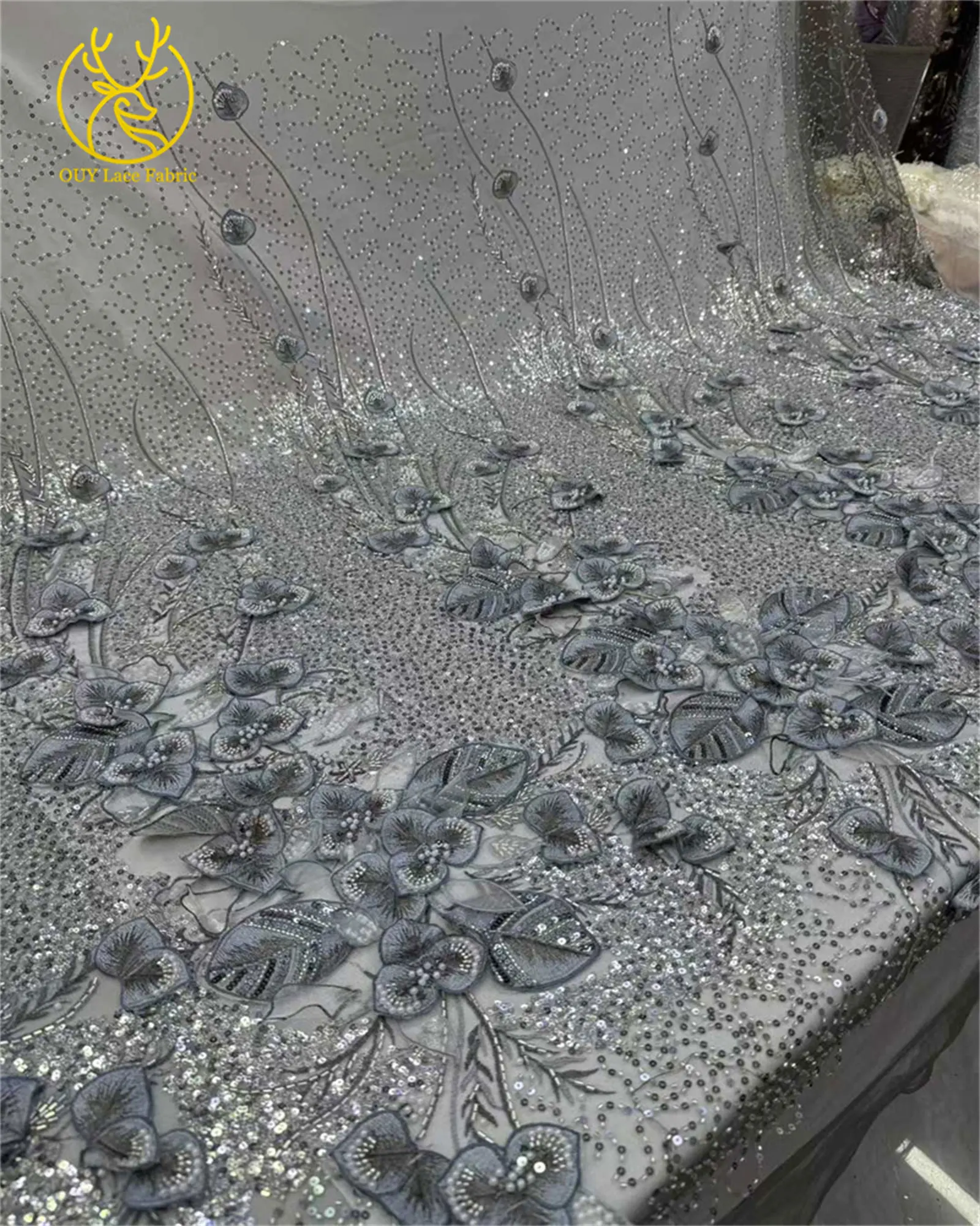 قماش دانتيل مطرز يدويًا أفريقي فاخر 2025 ترتر نيجيري فرنسي تول العريس قماش دانتيل مطرز فساتين سهرة الزفاف