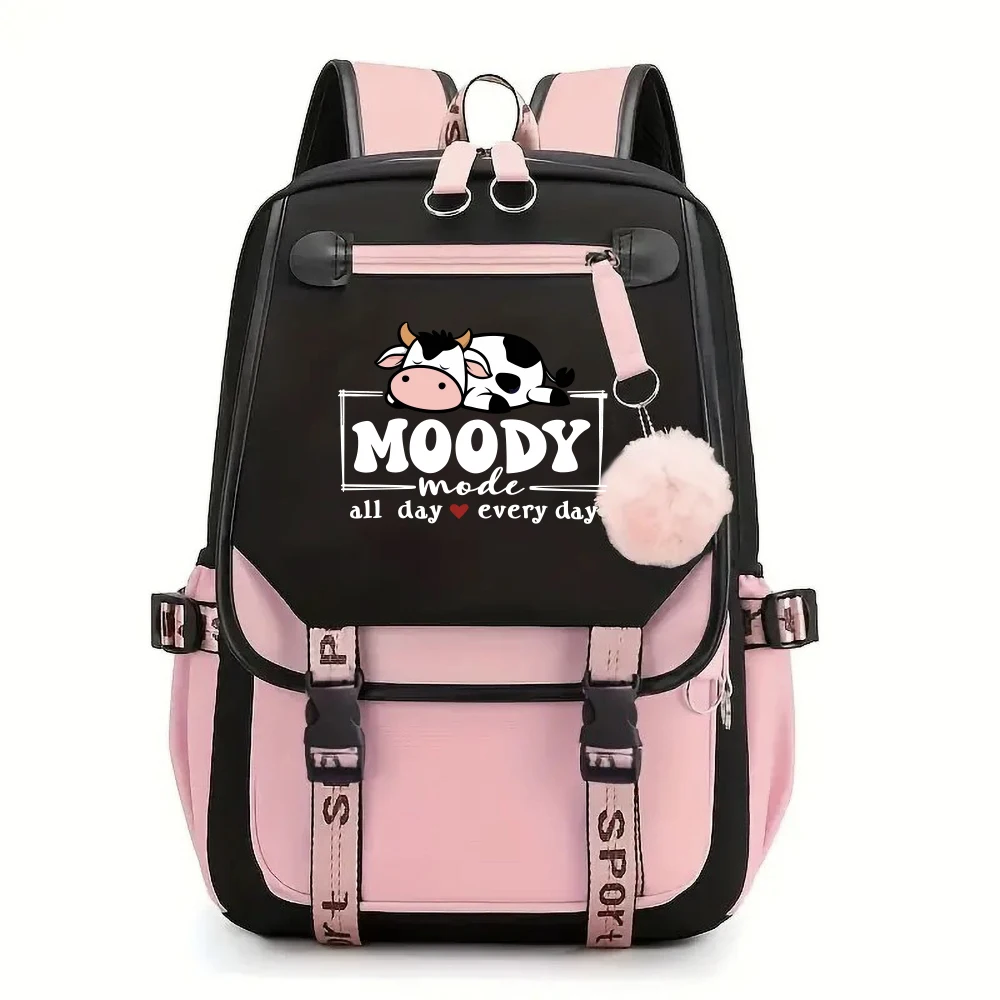 

Moody Mode All Day Every Day Funny Cow Backpack Bag Student Leisure Schoolbag Girl Children Backpack Teenager Bagpack