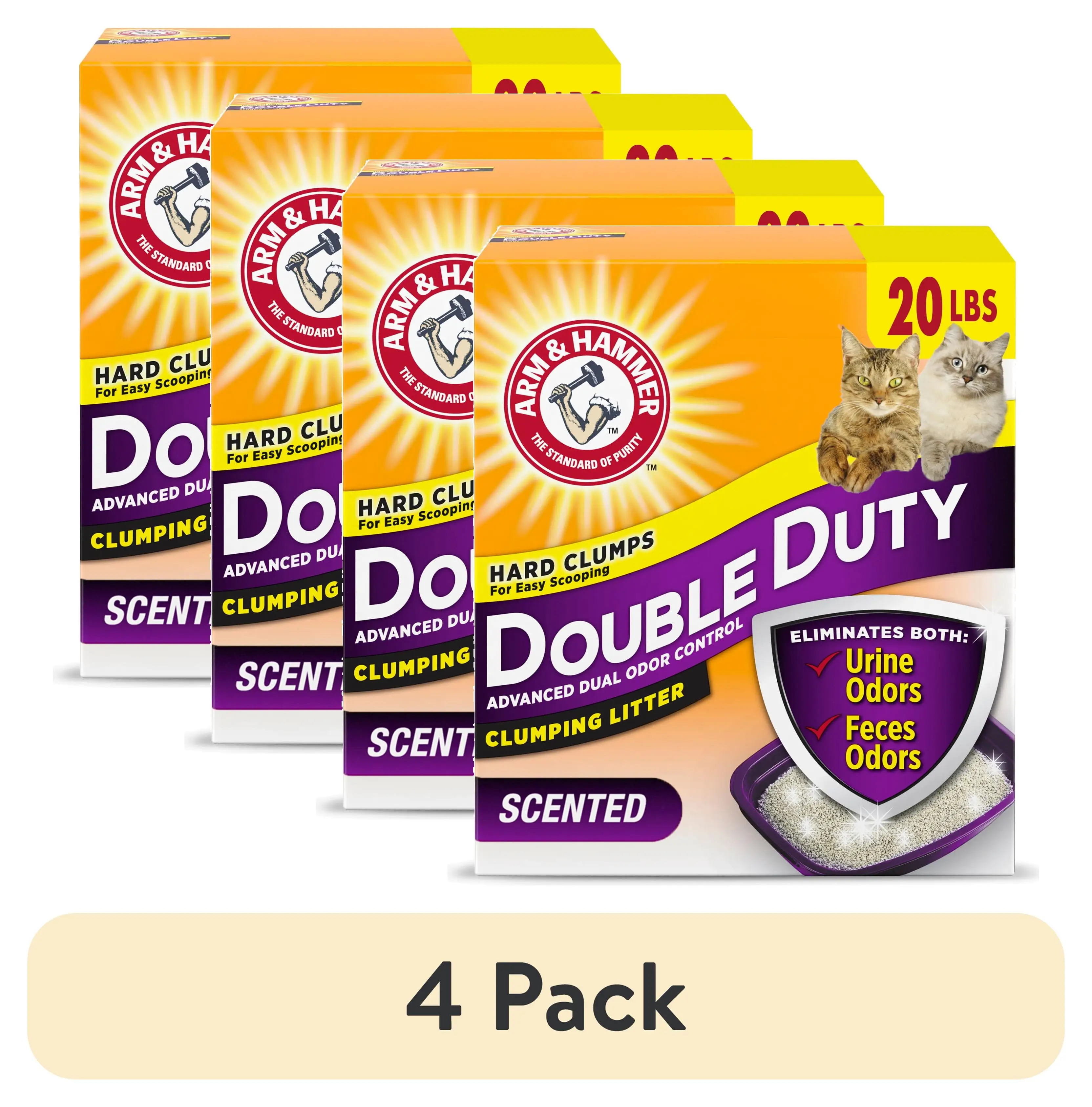 

4 pack double duty clumping cat litter with advanced odor control scented formula 20 lbs