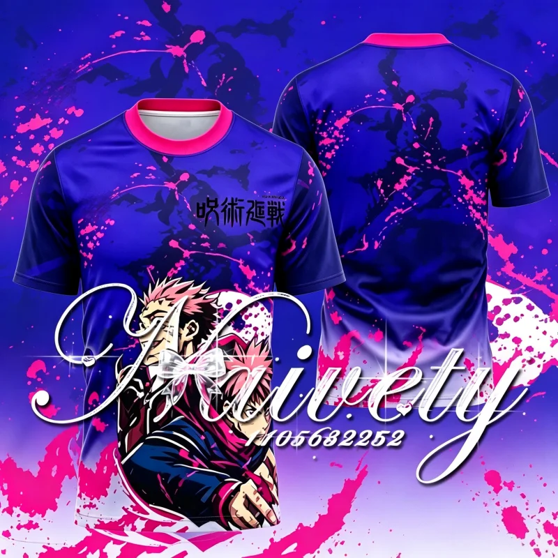 Summer New Jujutsu Kaisen Yuji Itadori Ryomen Sukuna 3D Splash Print Quick Dry Breathable Sports T-shirt Unisex Short Sleeve Top