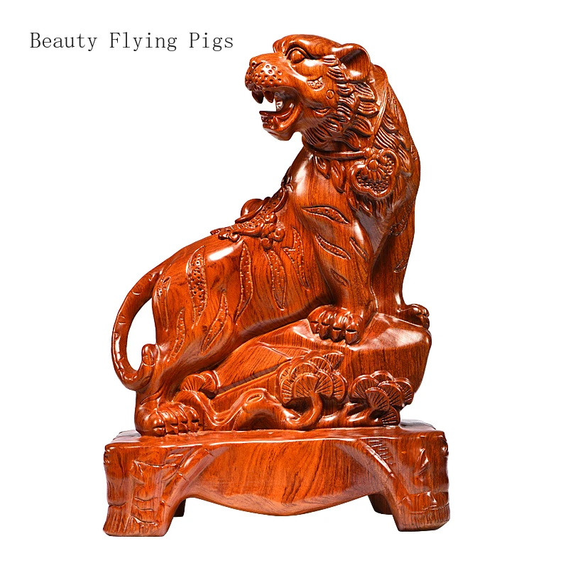 Chinese creative rosewood carving, tiger decorations, home and office crafts Animal  home decoration accessories