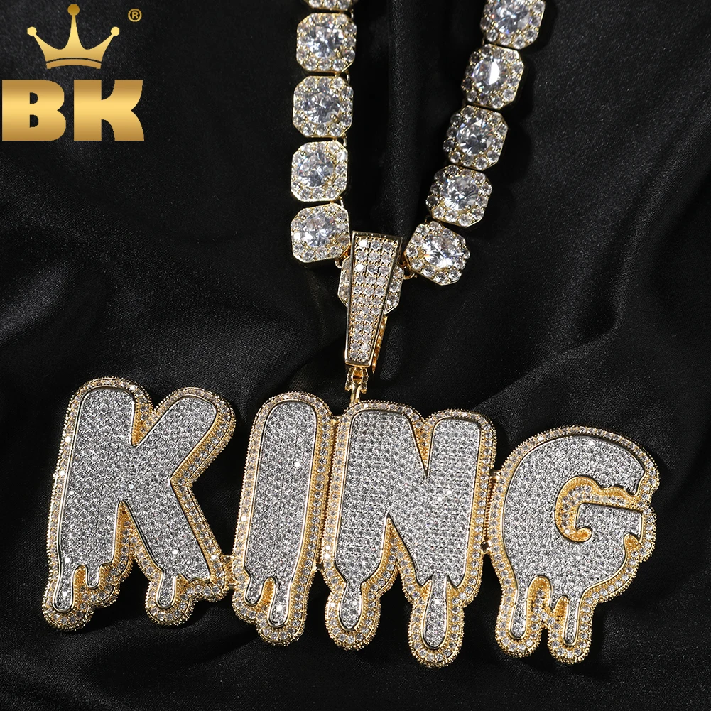 

THE BLING KING индивидуальное ожерелье с подвеской в виде букв большого размера Iced Out CZ инициала с теннисной цепочкой, ювелирные изделия в стиле хип-хоп
