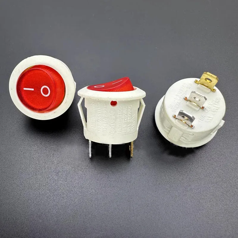 RL3-5 T105 Ship type power switch 3 pin 2 speed 6A white with light rocker round 23mm/20mm push button switch