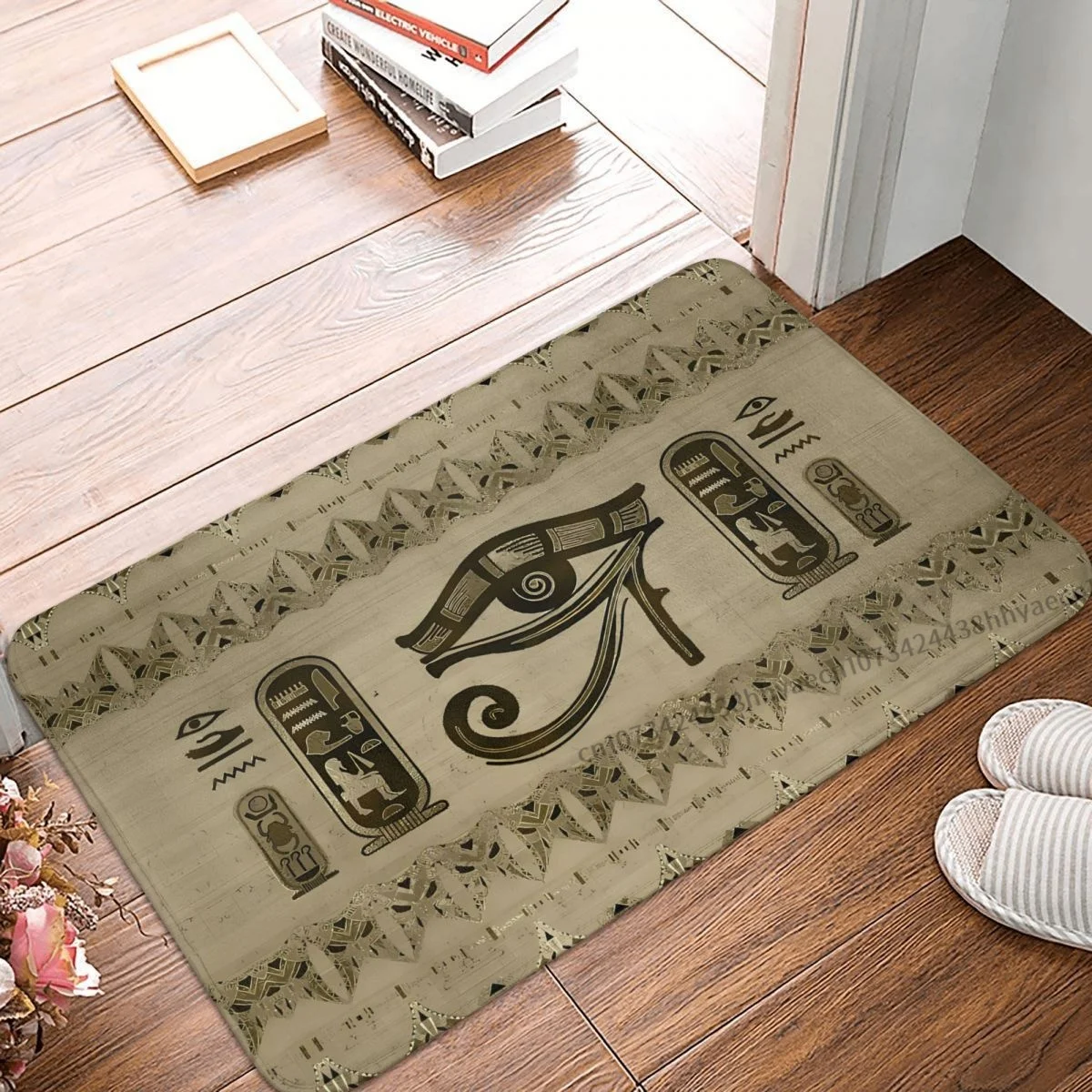 Non-slip Doormat Egyptian Eye Of Horus Ornament Bath Kitchen Mat Welcome Carpet Flannel Pattern Decor