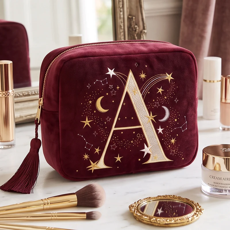 Velvet Cosmetic Bag For Women Travel Makeup Organizer Luxury Cosmetics Storage Pouch Spacious Travel Organizer