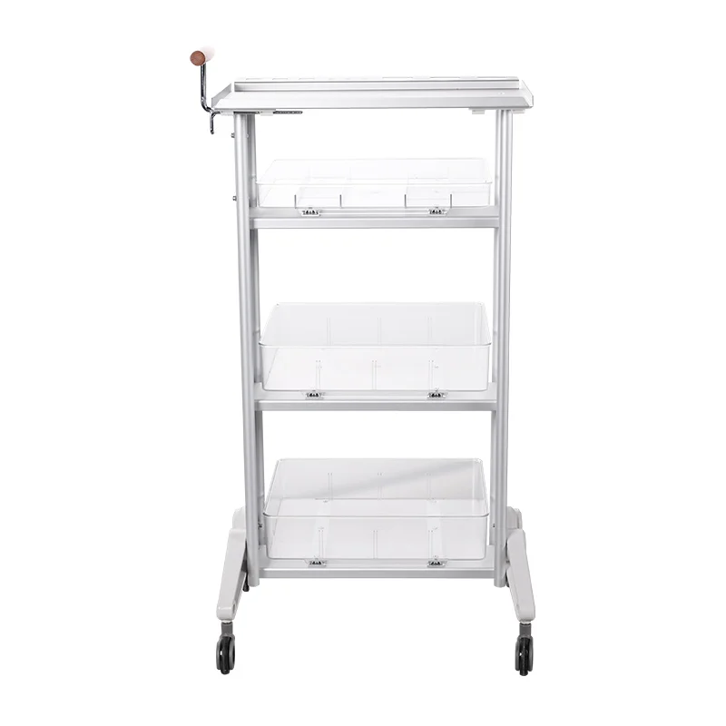 2025 وصول جديد التصميم الحديث عربة الشعر عربة تصفيف الشعر سبائك الألومنيوم الإطار الاكريليك الرف لمتجر الحلاقة