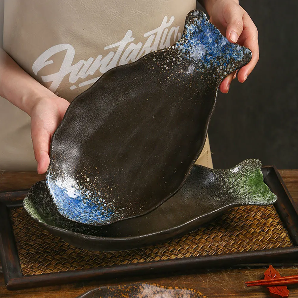 

Ceramic Steamed Fish Plate Smooth Polished Surface Multi-Use Serving Platter for Home Hotel Restaurant Decorative Sushi Grilled