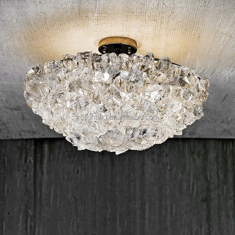 

Modern Luxury Decorative Pendant Lighting Steel Hanging Ceiling Lamps Rock Crystal Pendant Lamp for Living Room Bedroom