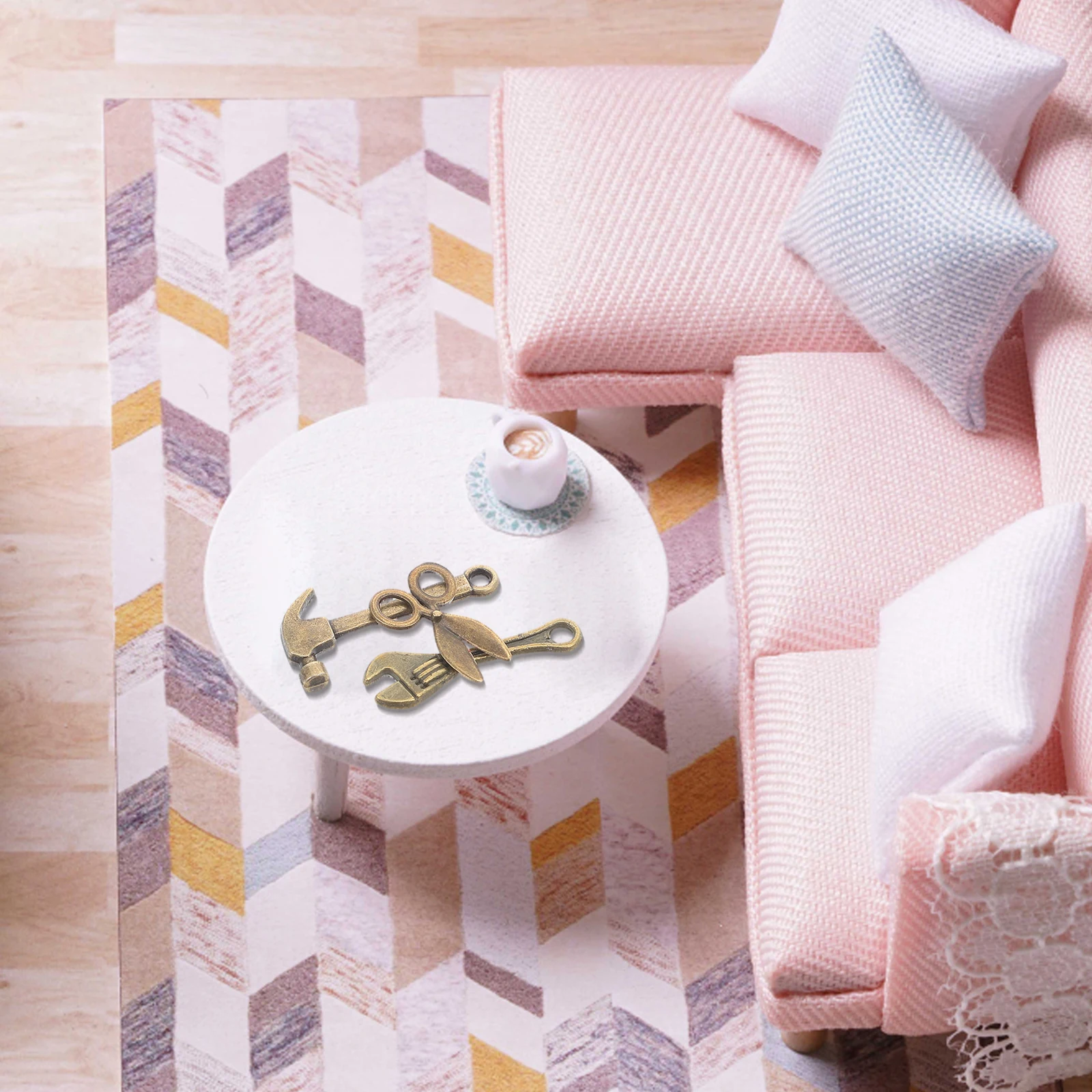 10 Sets Mini-Simulationswerkzeug, Puppenhaus-DIY-Werkzeuge, Desktop-Dekorationen, Miniatur-Schere, Basteln für Puppenhäuser, Legierung, Garten