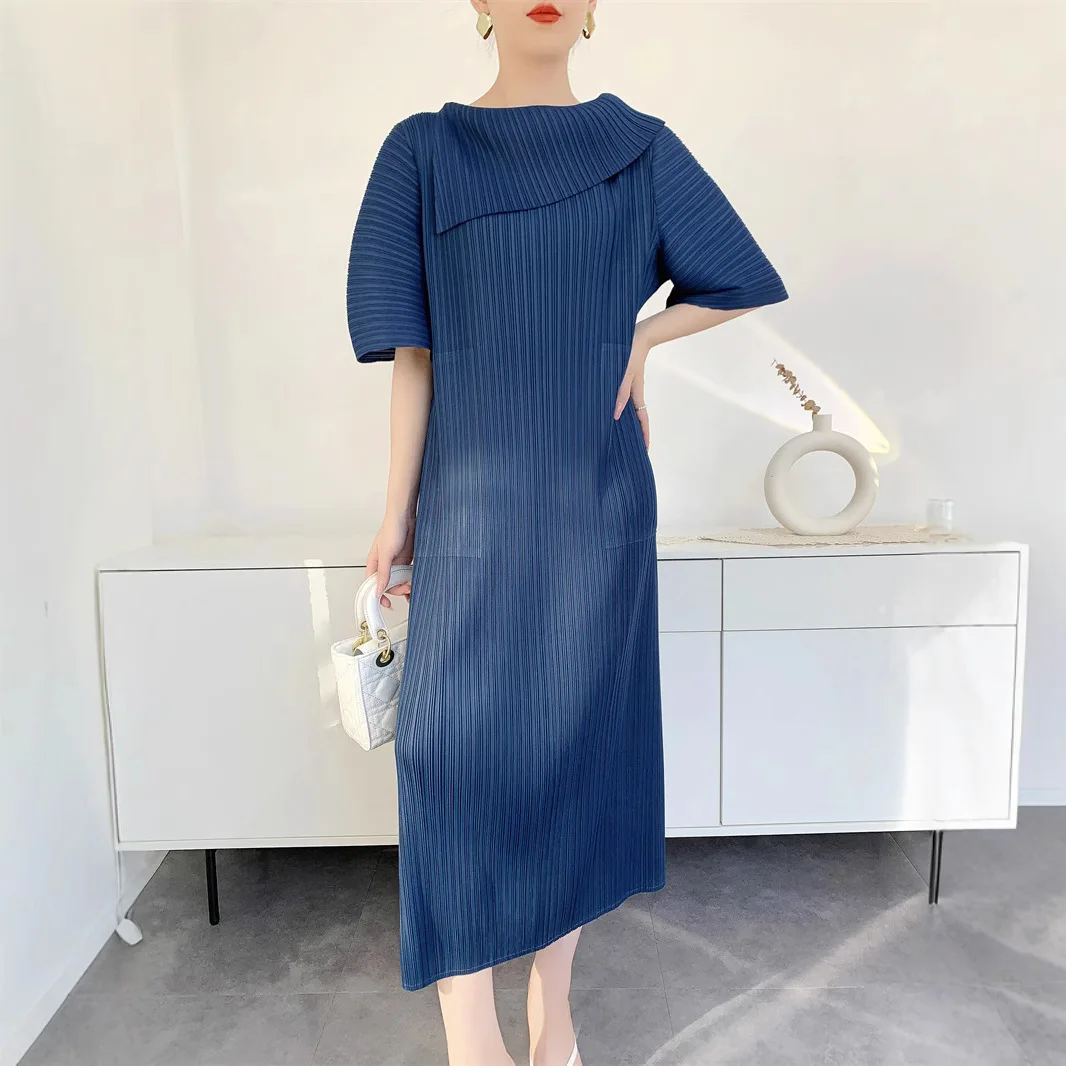 Miyake Pleated High-end Dress 2025 Summer New Original Design Temperament Intellectual Wind Pleated Skirt Medium-length Skirt