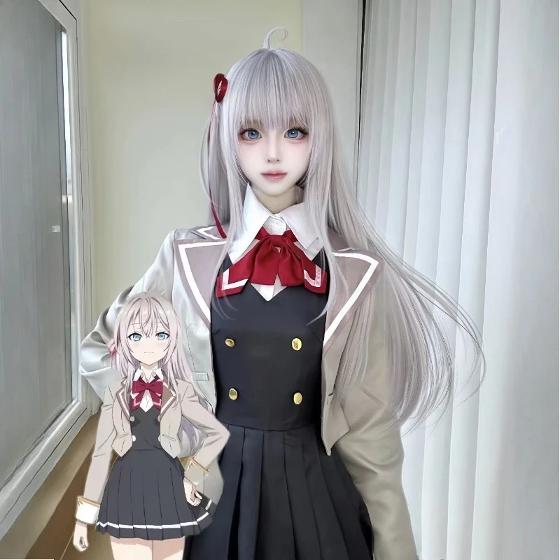 أزياء أنيمي أليسا ميخائيلوفا كوجو التأثيرية أحيانًا تخفي مشاعرها باللغة الروسية Jk Yuki Suou Alya ملابس لعب الأدوار شعر مستعار