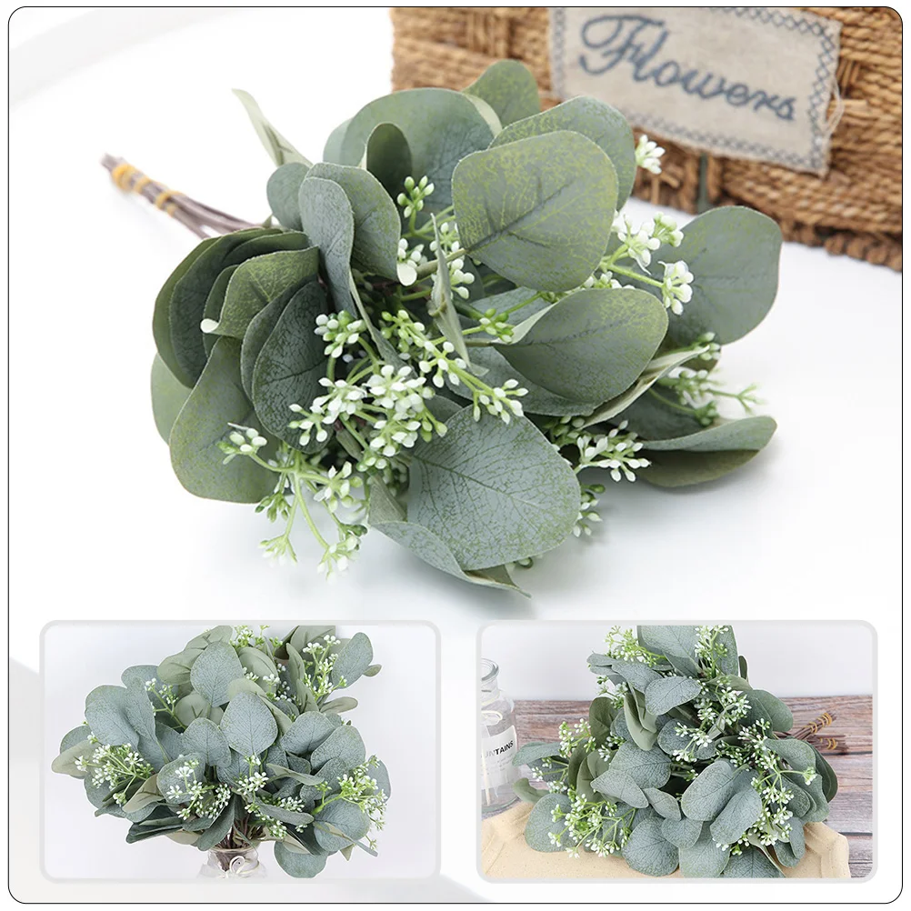 

12pcs Simulated Eucalyptus Leaves Artificial Branches Home Decor Wedding Party Decorations Fake Leaf Stems For Holiday Events