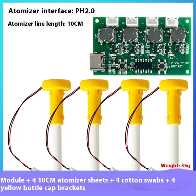 5Pcs/Set Four Spray Humidifier Type-C USB Mini Humidifier DIY Kits Mist Maker And Driver Circuit Board Atomizer Sheet With Stand image 5