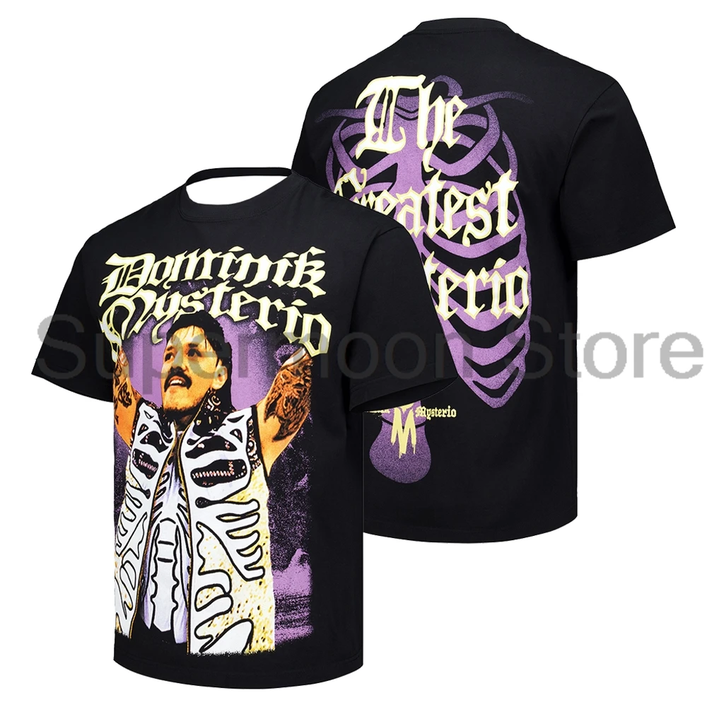 Camiseta negra Dominik Mysterio The Greatest Mysterio para hombre, camiseta de poliéster de manga corta con cuello redondo, ropa de calle para mujer