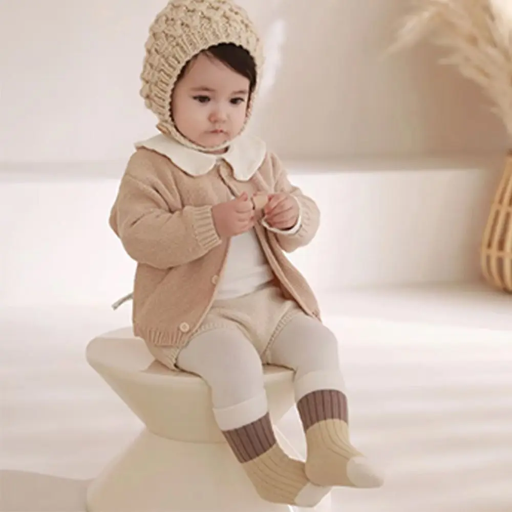 3Pair Fashion Cartoon Striped Baby Socks Thickened Keep Warm Kids Mid Tube Sock Soft Toddler Thermal Footwear Winter