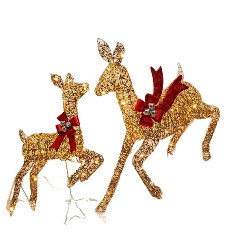 Christmas explosion luminous elk Christmas caribou three-piece Christmas decorations garden interior deer ornaments