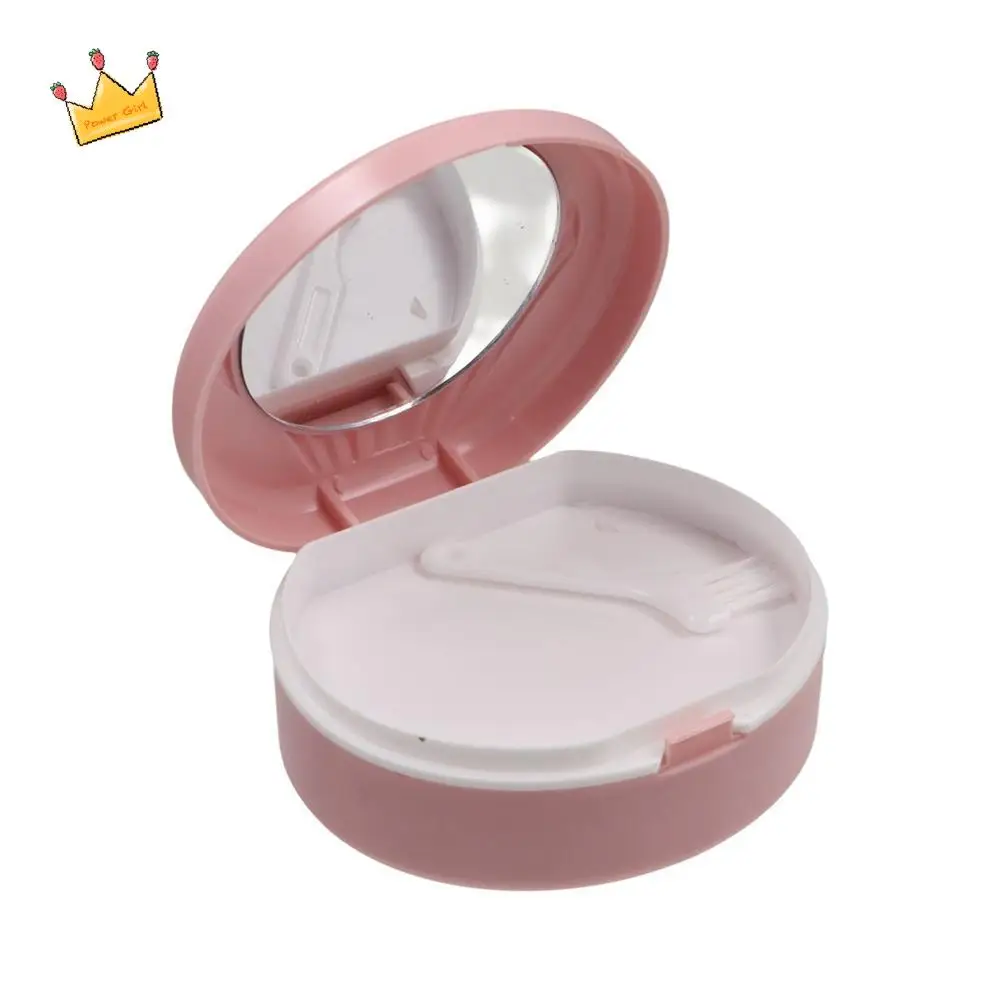 

Double Layer Orthodontic Retainer Case Shell Shaped with Mirror Denture Bath Storage Box Cleaning Tooth Soaking
