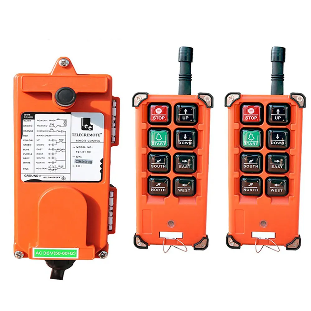 

Crane Industrial Remote Control 12V 24V 36V 220V 380V AC DC F21-E1B Wireless Hoist Lift Radio Switches 2 Transmitter&1 Receiver