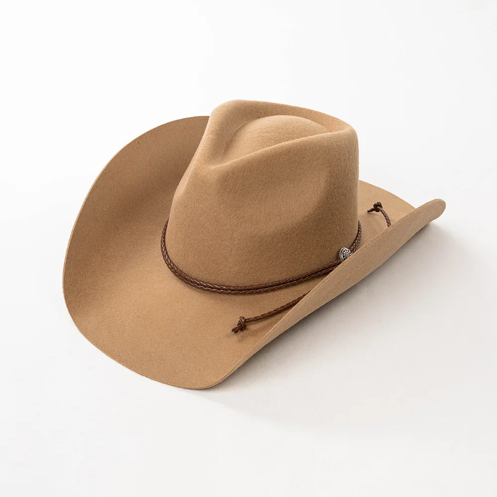 USPOP westerse wolvilt cowboyhoed voor dames, brede rand Fedora met PU-touw strik, herfst winter warme mode hoed