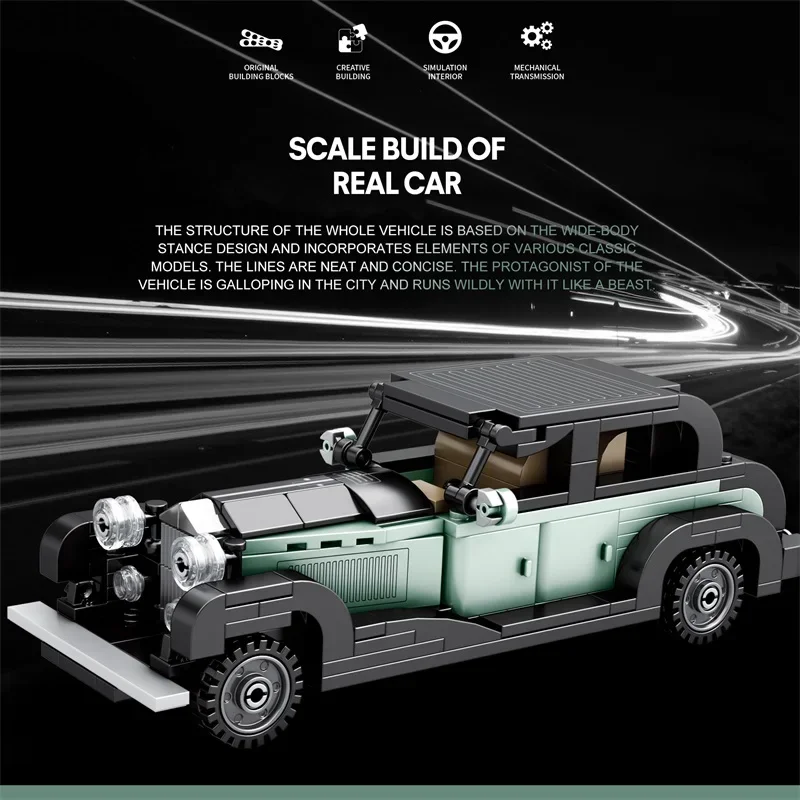 273PCS 8 LITER Classic Car Building Block Creative City Vehicle Diy Car Model Bricks Desktop Display Toys For Kids Holiday Gifts