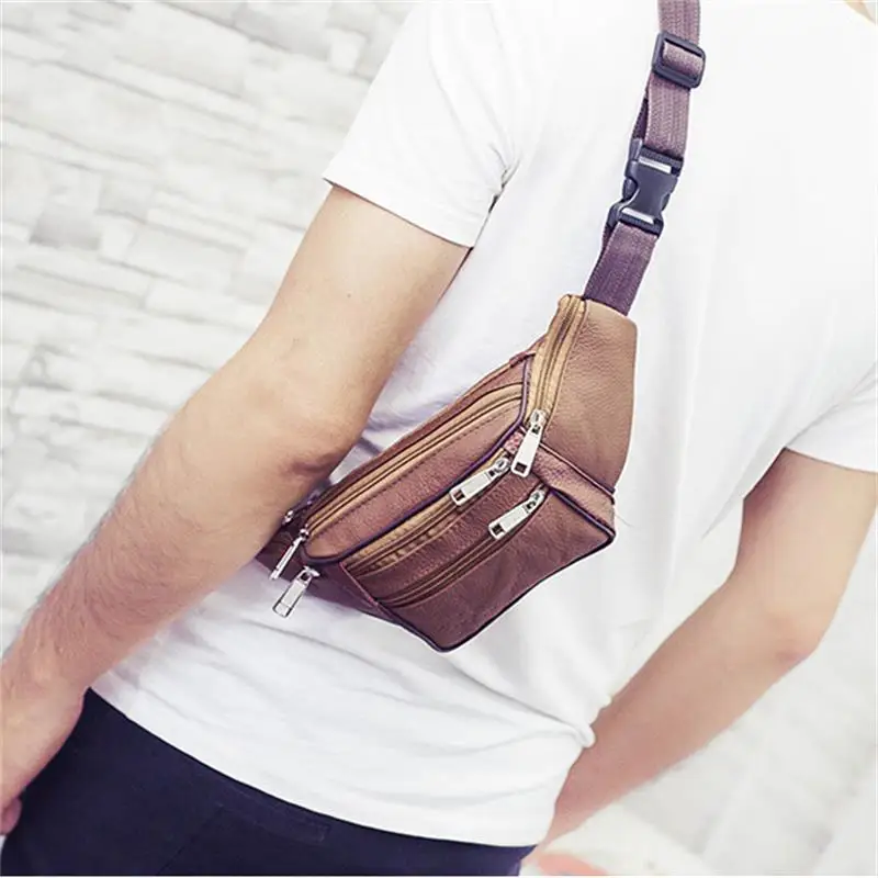 Vintage Sports Waist Bag Multi-Pockets Waterproof Fanny Pack Travel Belt Bag Coin Purse for Men