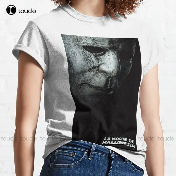 ليلة الهالوين مايكل مايرز، رعب، فيلم مخيف كلاسيكي تي شيرت الهالوين قمصان جولف المرأة مضحك الفن الشارع الشهير الكرتون المحملة