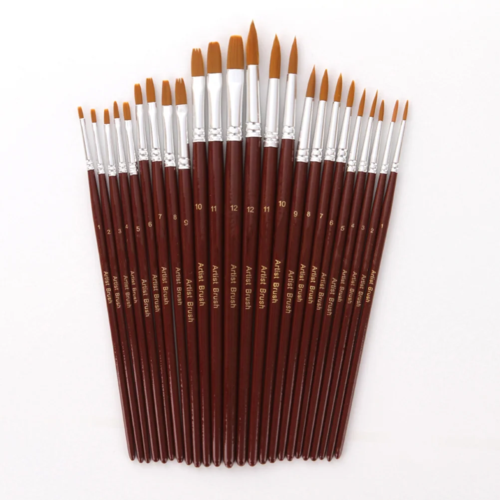 

Watercolor Paint Brush Set 12 Sizes 17.8-21Cm Wine Red Nylon Hair For Artists Beginners Students Painting Supplies
