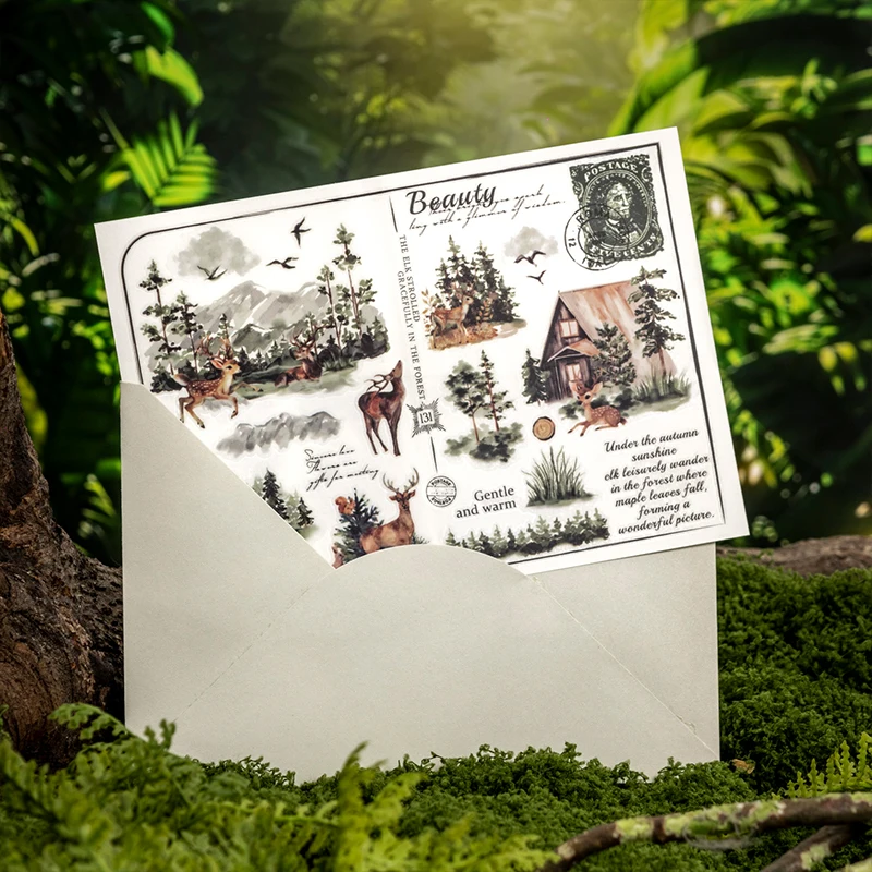 فرك جمالي على ملصقات شجرة الغابات أوراق النباتات خمر نقل ملصق لوازم لمجلة غير المرغوب فيه سكرابوكينغ ديكو المواد #5