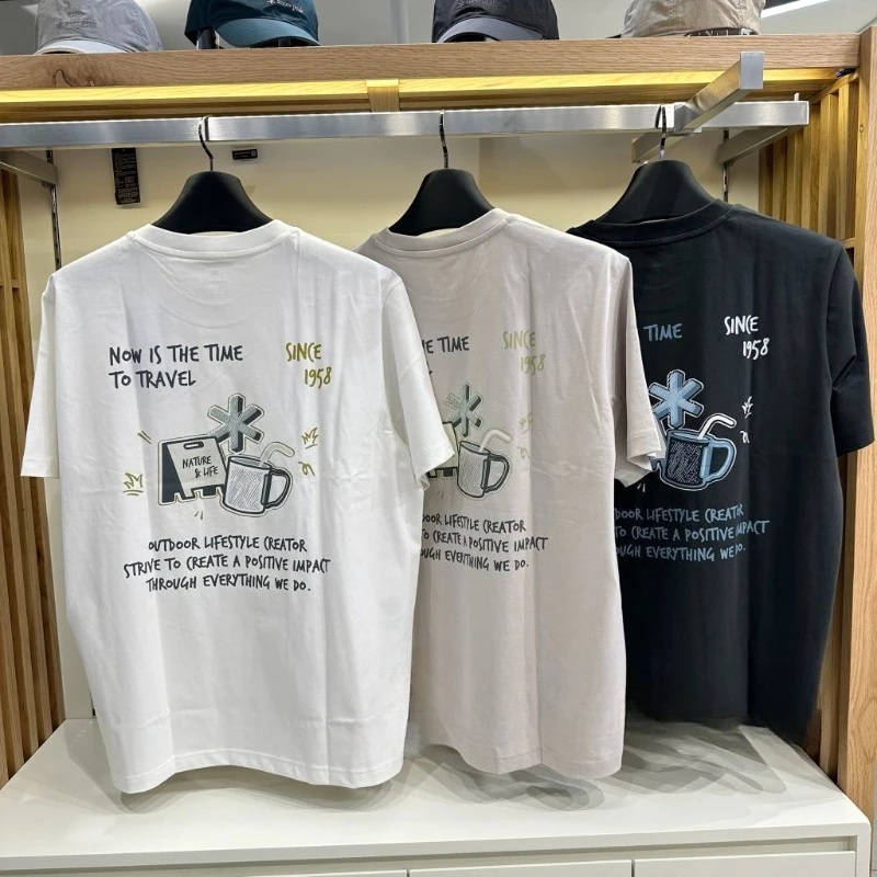 

Korean Snowpeak Summer New Print Outdoor Camping Leisure Short-sleeved T-shirt Pure Cotton Leisure Vacation Unisex