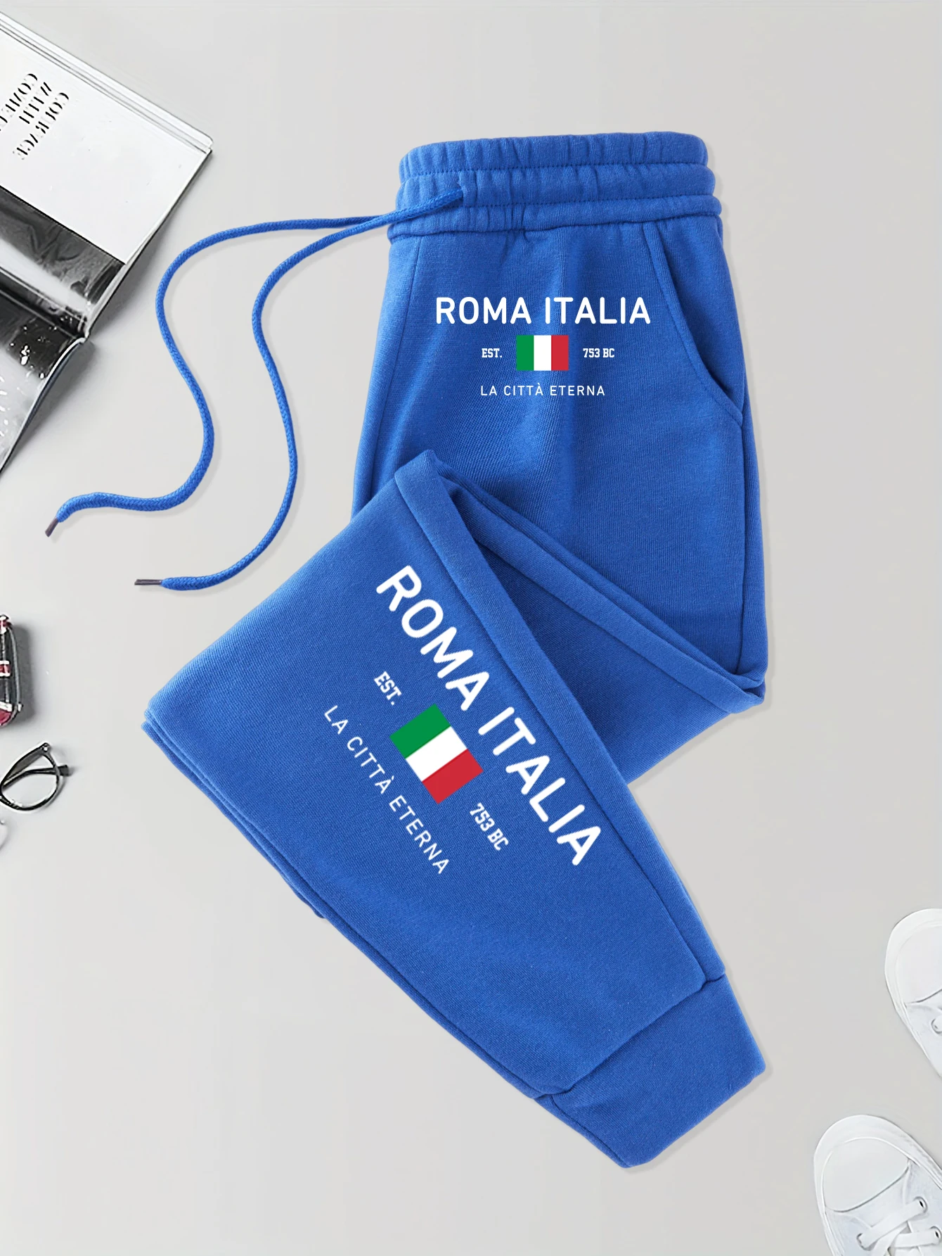 

Roma Italia Letter Print Fashion Trousers Mens Versatile Basic Britches Hip Hop Autumn Sportpants Warm High Street Sweatpants