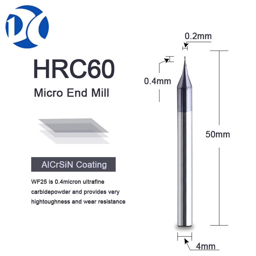 

Square Micro Flat End Mill 2 Flutes HRC55 HRC60 0.2-0.9mm Tungsten Carbide End Mill Milling Cutter Mirco CNC Engraving Bit